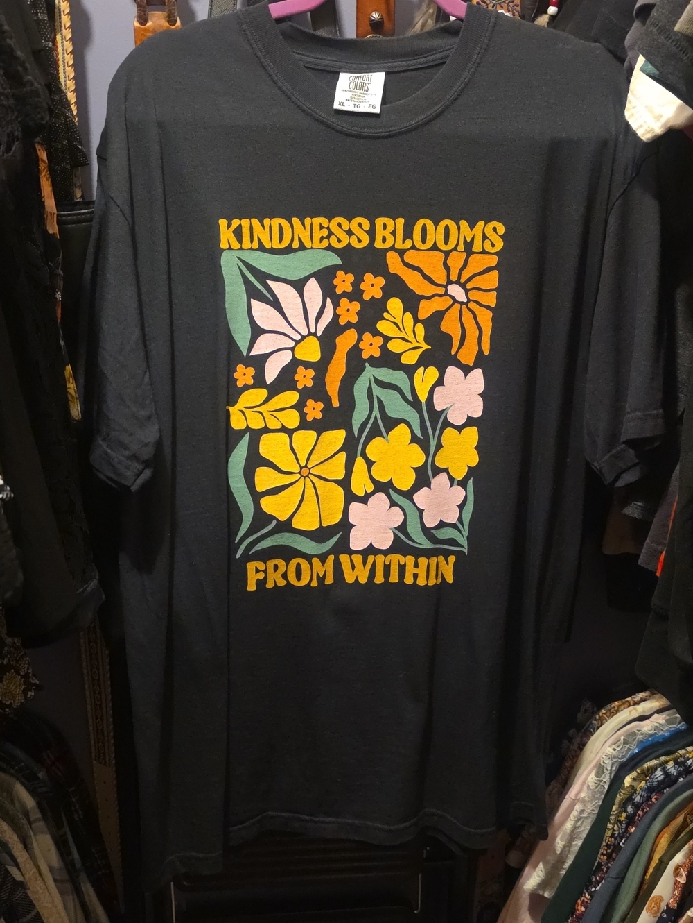 Comfort Colors Black Graphic Tee with Floral Print